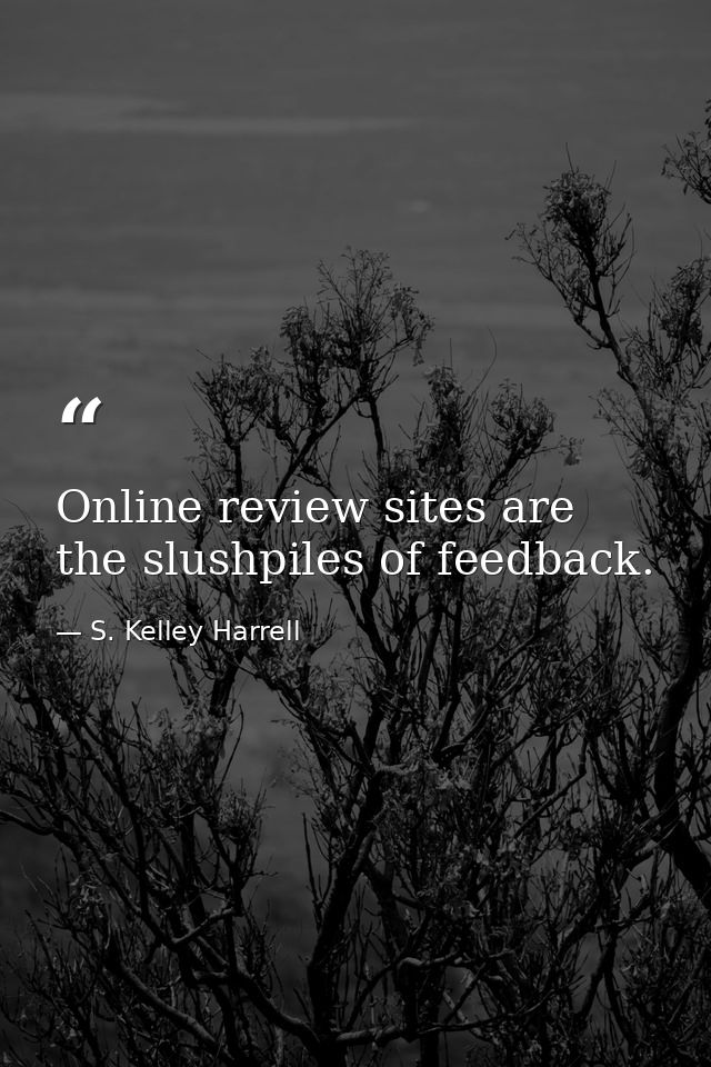 Online review sites are the slushpiles of feedback. — S. Kelley Harrell