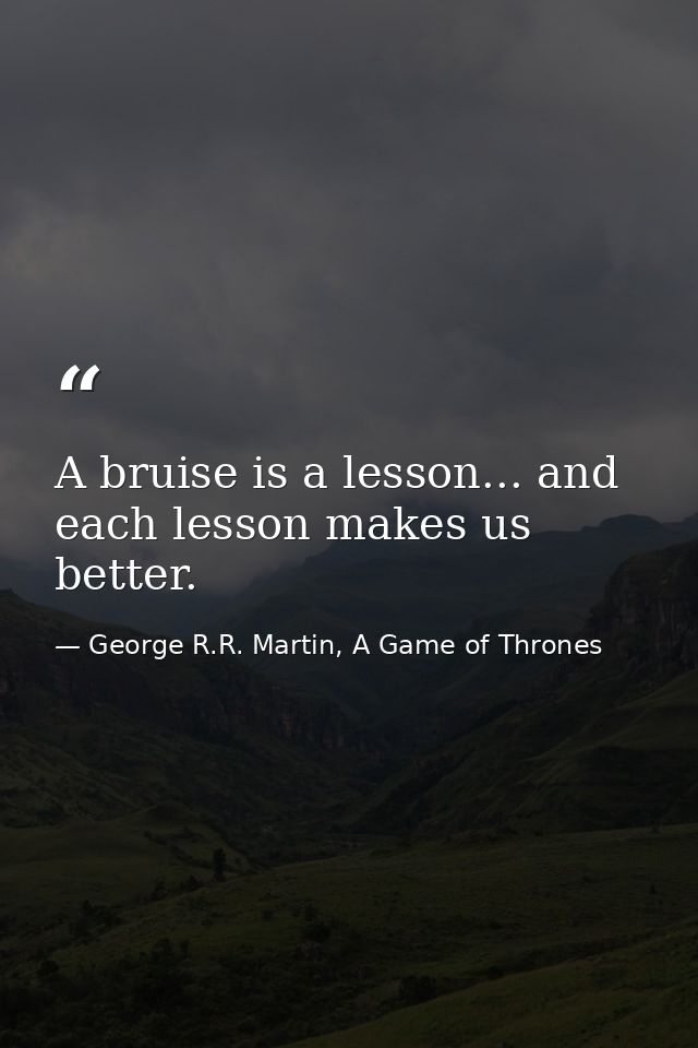 A bruise is a lesson... and each lesson makes us better. — George R.R. Martin, A Game of Thrones
