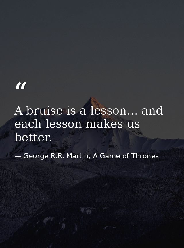 A bruise is a lesson... and each lesson makes us better. — George R.R. Martin, A Game of Thrones