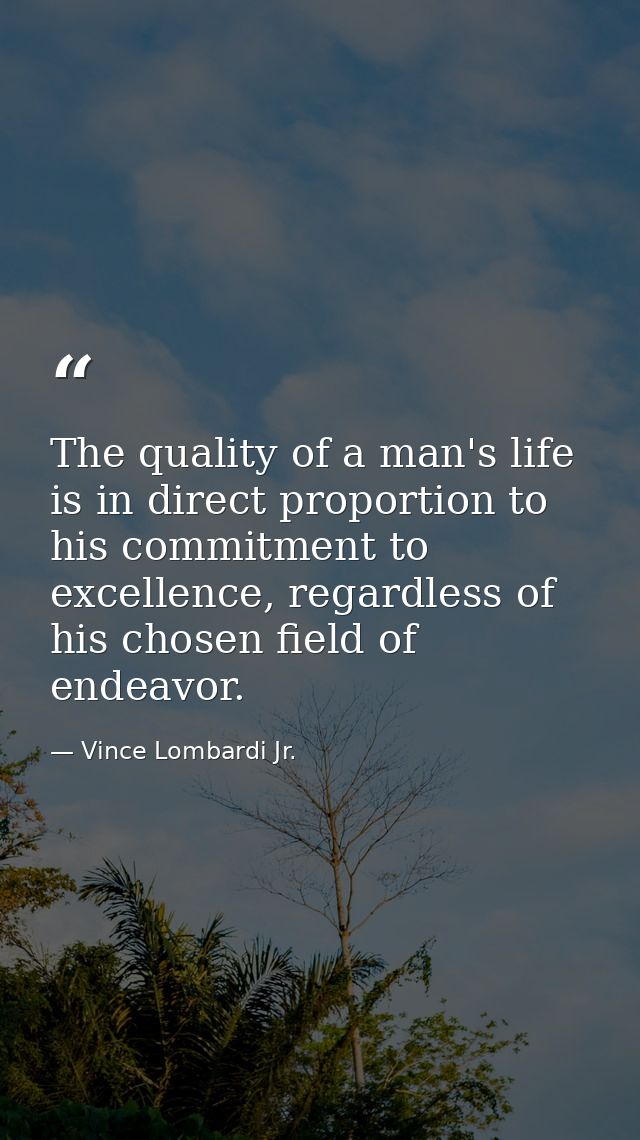 The quality of a man's life is in direct proportion to his commitment to excellence, regardless of his chosen field of e — Vince Lombardi Jr.