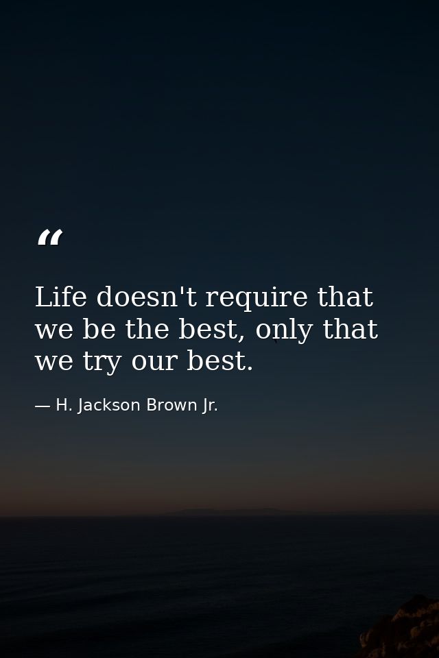 Life doesn't require that we be the best, only that we try our best. — H. Jackson Brown Jr.