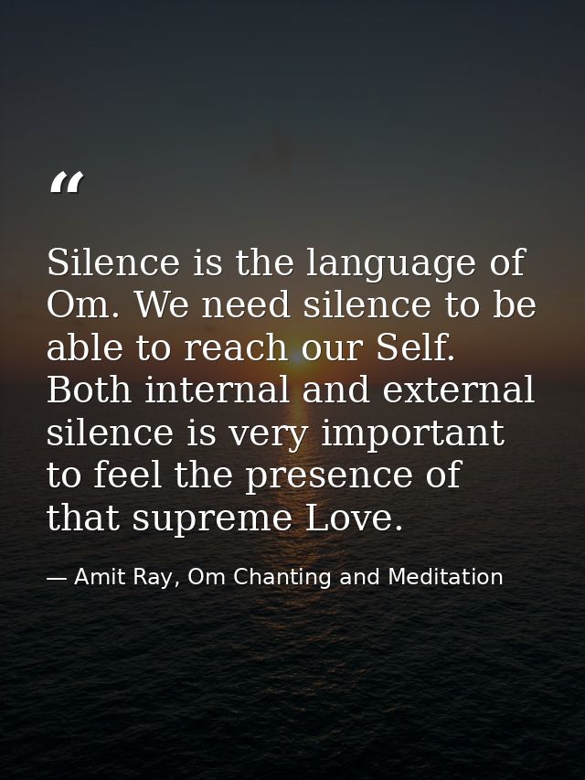 Silence is the language of Om. We need silence to be able to reach our Self. Both internal and external silence is very  — Amit Ray, Om Chanting and Meditation