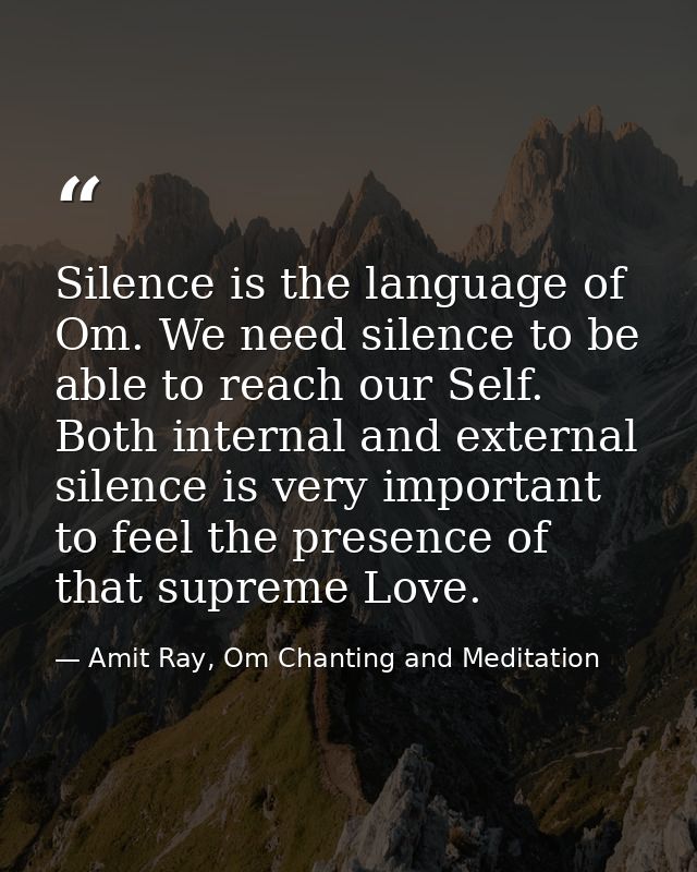 Silence is the language of Om. We need silence to be able to reach our Self. Both internal and external silence is very  — Amit Ray, Om Chanting and Meditation