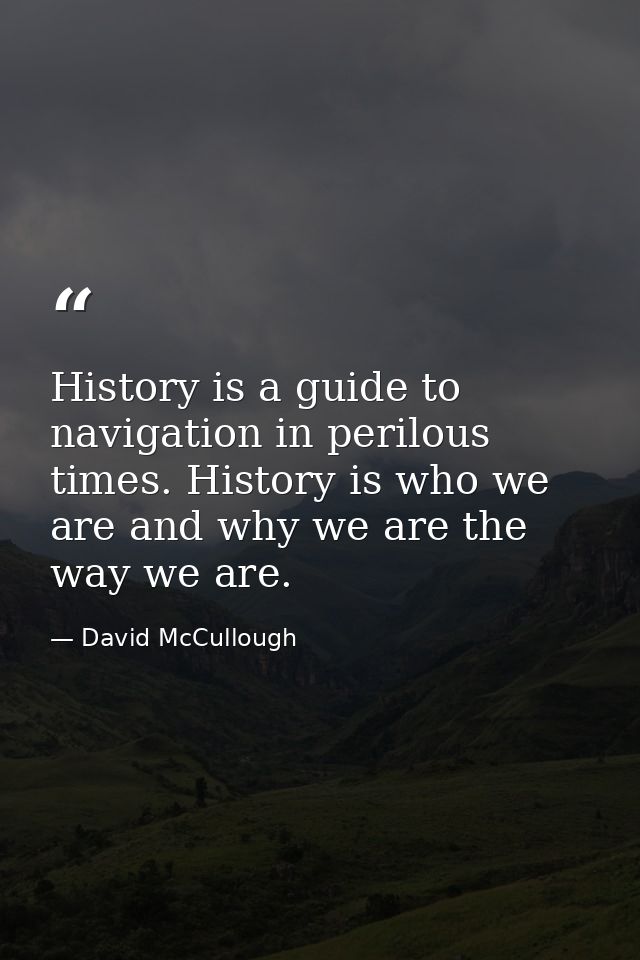 History is a guide to navigation in perilous times. History is who we are and why we are the way we are. — David McCullough