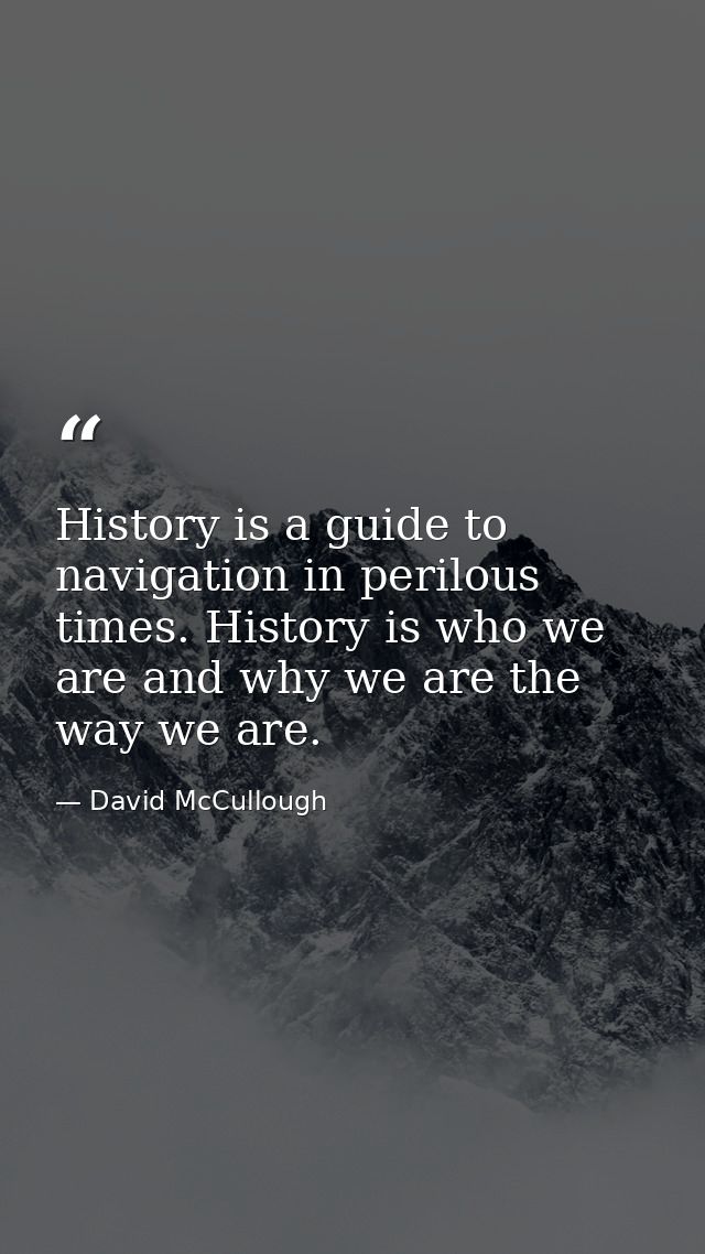 History is a guide to navigation in perilous times. History is who we are and why we are the way we are. — David McCullough