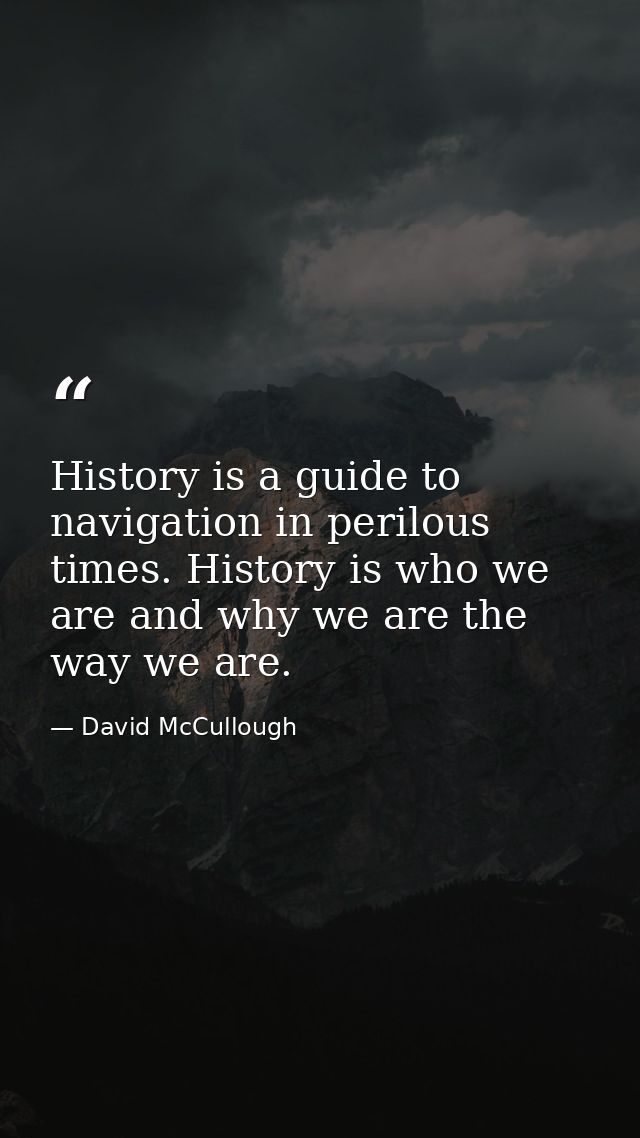 History is a guide to navigation in perilous times. History is who we are and why we are the way we are. — David McCullough