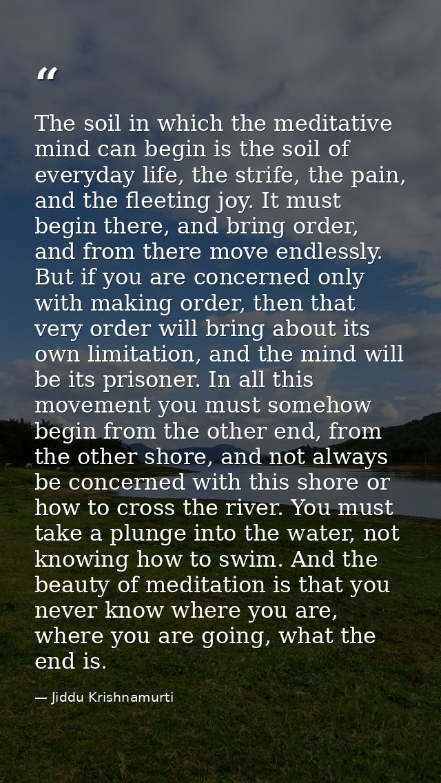 The soil in which the meditative mind can begin is the soil of everyday life, the strife, the pain, and the fleeting joy — Jiddu Krishnamurti