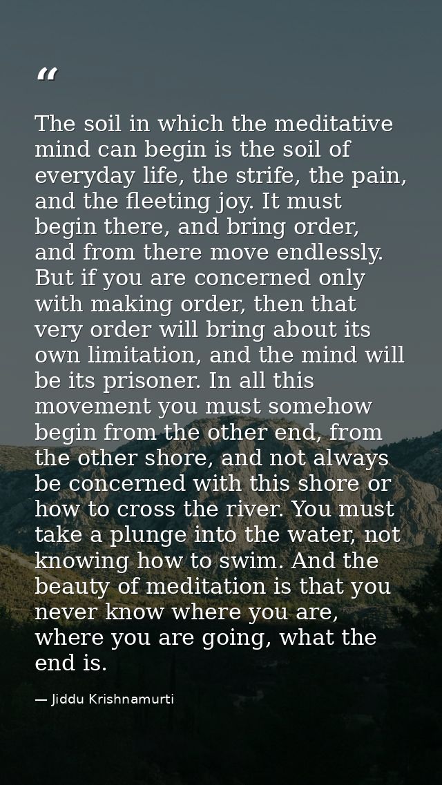 The soil in which the meditative mind can begin is the soil of everyday life, the strife, the pain, and the fleeting joy — Jiddu Krishnamurti