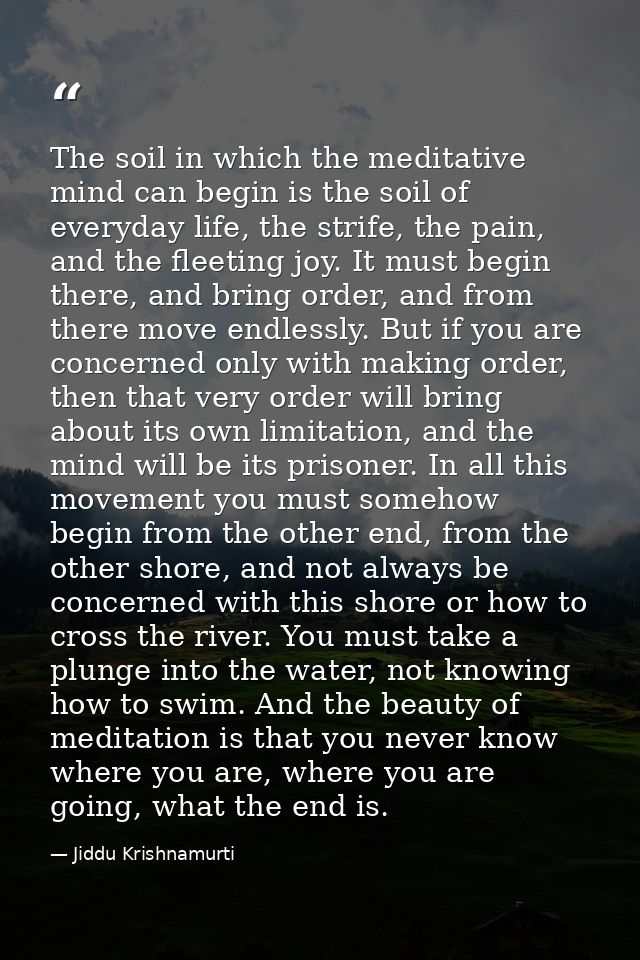 The soil in which the meditative mind can begin is the soil of everyday life, the strife, the pain, and the fleeting joy — Jiddu Krishnamurti