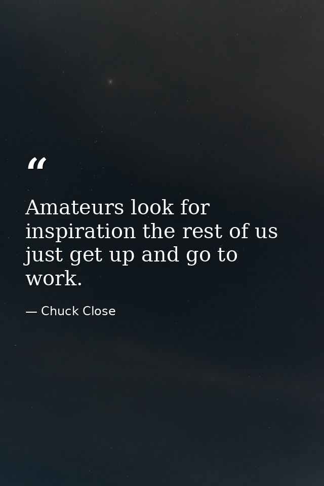 Amateurs look for inspiration the rest of us just get up and go to work. — Chuck Close