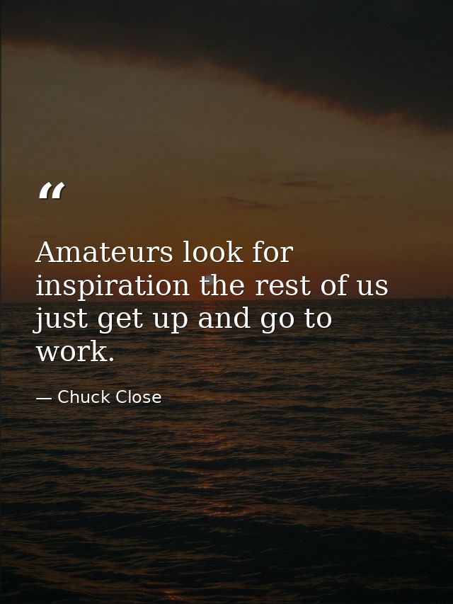 Amateurs look for inspiration the rest of us just get up and go to work. — Chuck Close