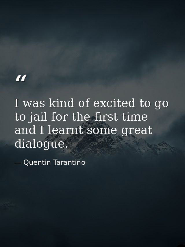I was kind of excited to go to jail for the first time and I learnt some great dialogue. — Quentin Tarantino