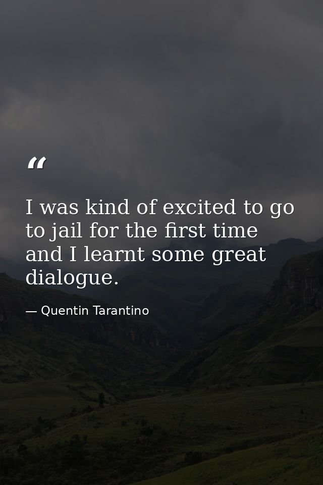 I was kind of excited to go to jail for the first time and I learnt some great dialogue. — Quentin Tarantino
