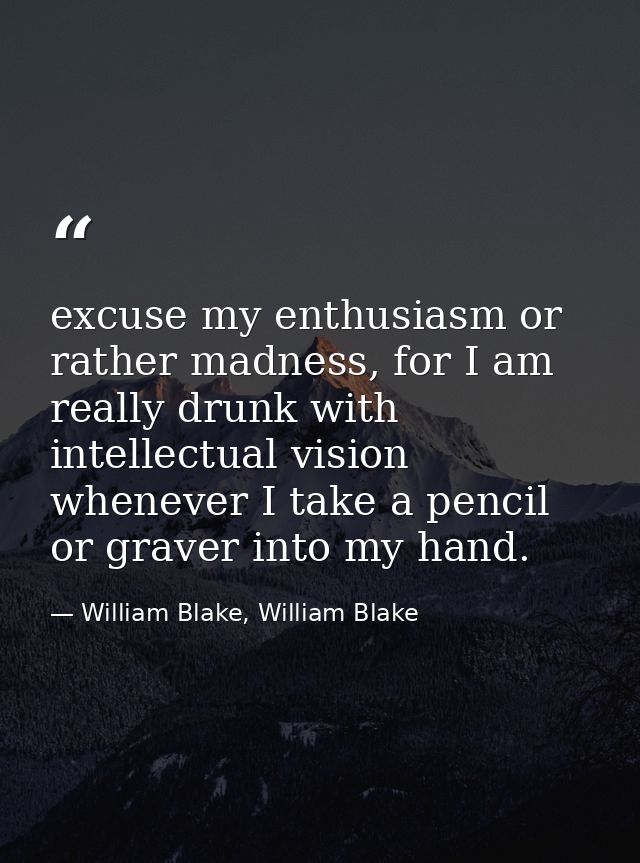 excuse my enthusiasm or rather madness, for I am really drunk with intellectual vision whenever I take a pencil or grave — William Blake, William Blake