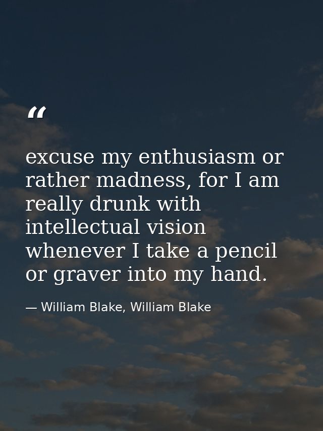 excuse my enthusiasm or rather madness, for I am really drunk with intellectual vision whenever I take a pencil or grave — William Blake, William Blake