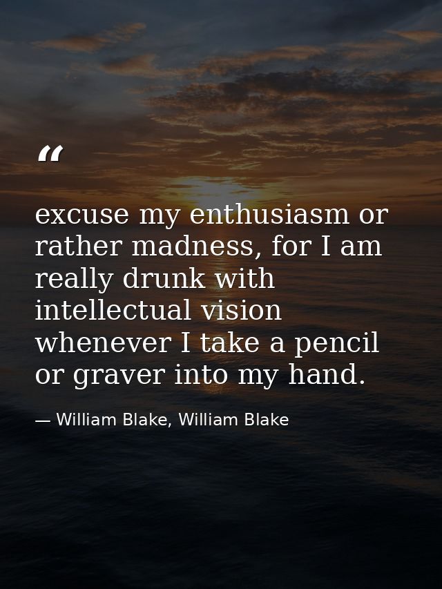 excuse my enthusiasm or rather madness, for I am really drunk with intellectual vision whenever I take a pencil or grave — William Blake, William Blake