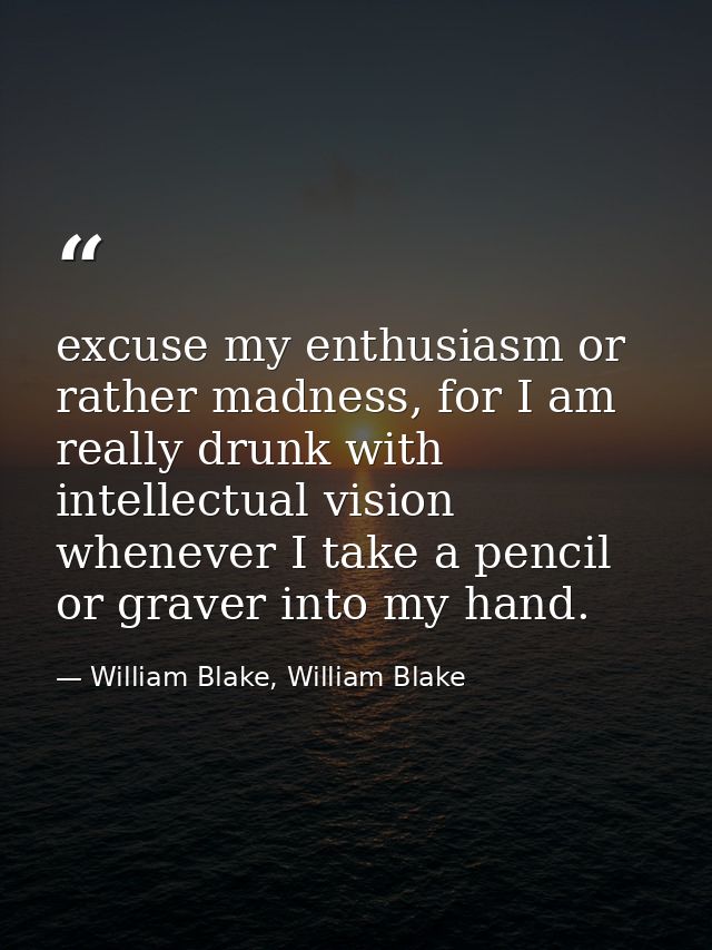 excuse my enthusiasm or rather madness, for I am really drunk with intellectual vision whenever I take a pencil or grave — William Blake, William Blake