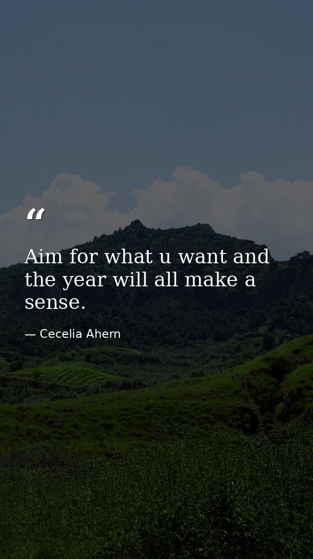 Aim for what u want and the year will all make a sense. — Cecelia Ahern