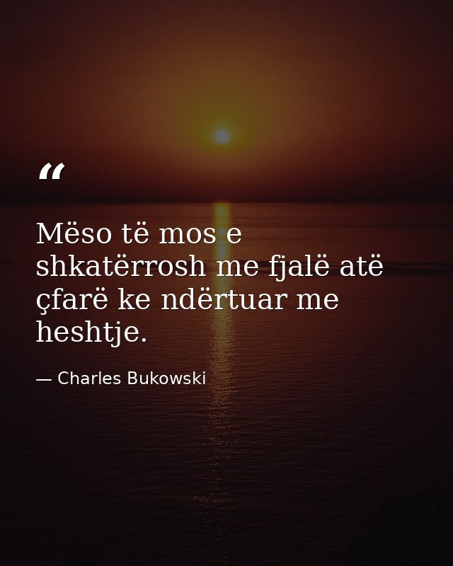 Mëso të mos e shkatërrosh me fjalë atë çfarë ke ndërtuar me heshtje. — Charles Bukowski