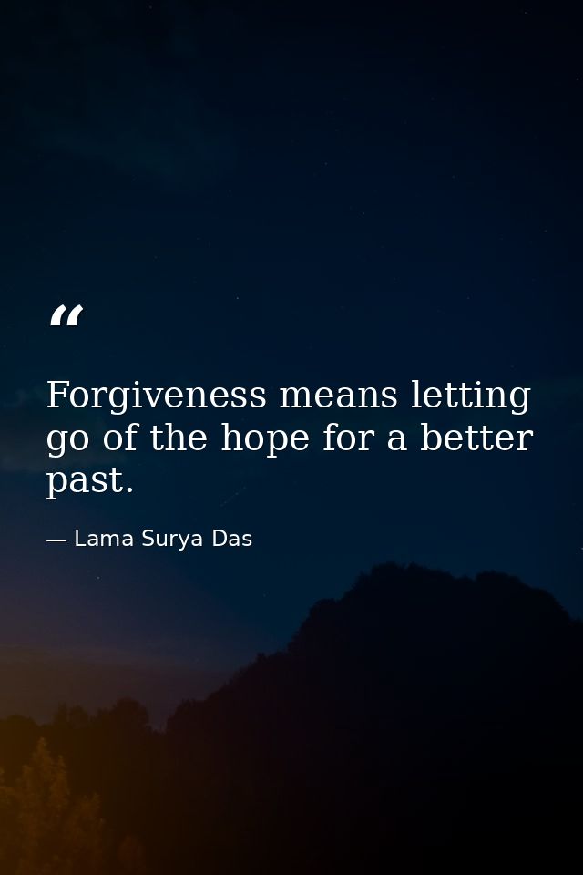 Forgiveness means letting go of the hope for a better past. — Lama Surya Das
