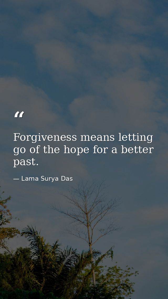 Forgiveness means letting go of the hope for a better past. — Lama Surya Das
