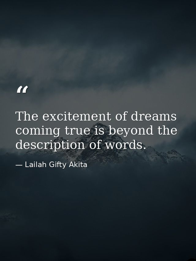 The excitement of dreams coming true is beyond the description of words. — Lailah Gifty Akita
