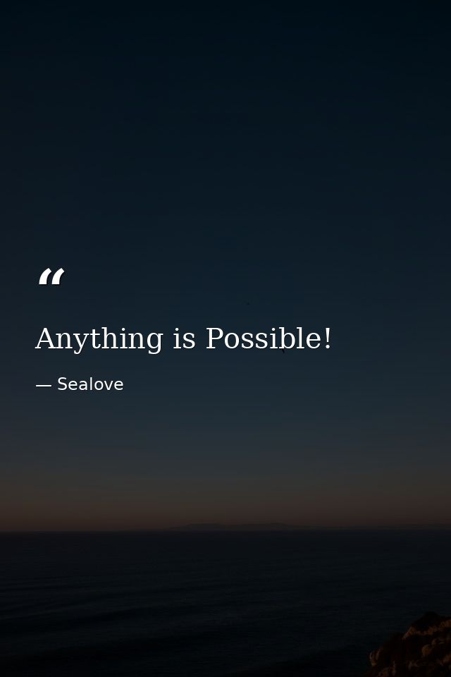 Anything is Possible! — Sealove