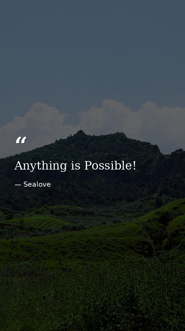 Anything is Possible! — Sealove