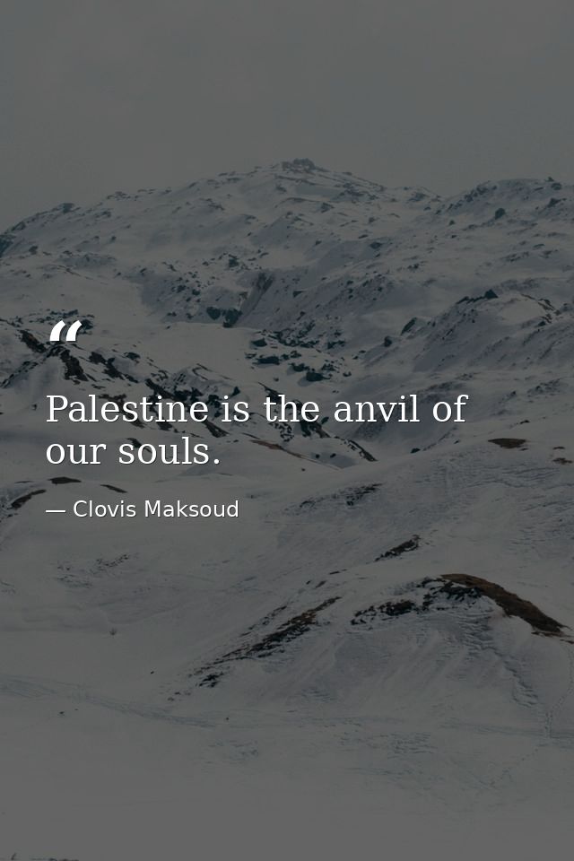 Palestine is the anvil of our souls. — Clovis Maksoud