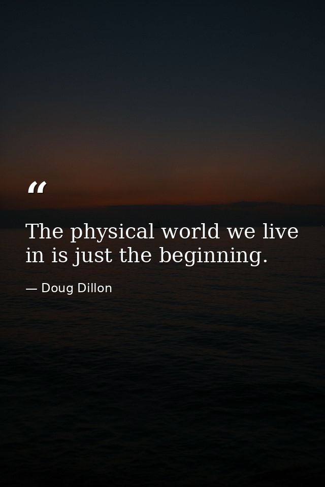 The physical world we live in is just the beginning. — Doug Dillon