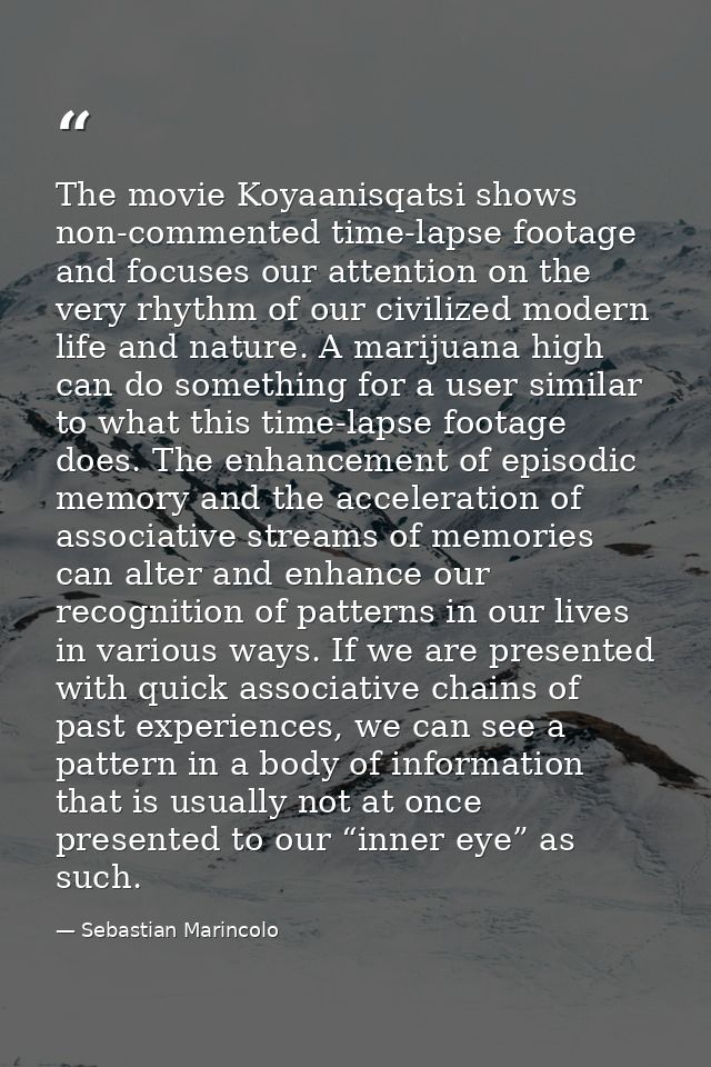 The movie Koyaanisqatsi shows non-commented time-lapse footage and focuses our attention on the very rhythm of our civil — Sebastian Marincolo