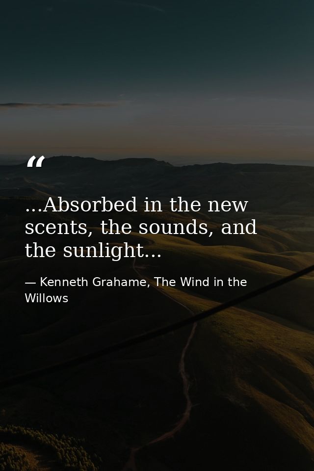 ...Absorbed in the new scents, the sounds, and the sunlight... — Kenneth Grahame, The Wind in the Willows
