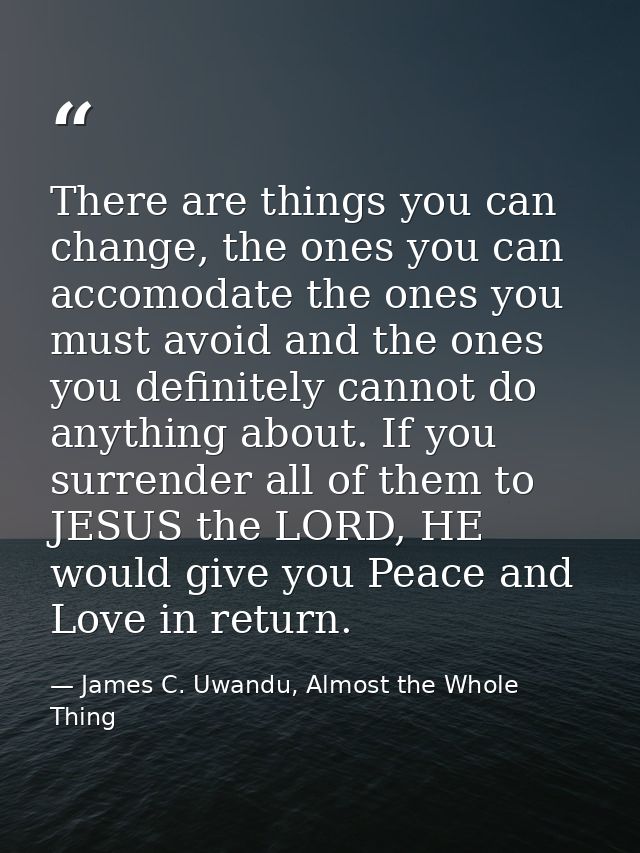 There are things you can change, the ones you can accomodate the ones you must avoid and the ones you definitely cannot  — James C. Uwandu, Almost the Whole Thing