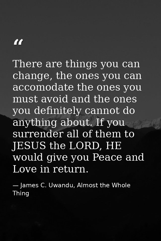 There are things you can change, the ones you can accomodate the ones you must avoid and the ones you definitely cannot  — James C. Uwandu, Almost the Whole Thing