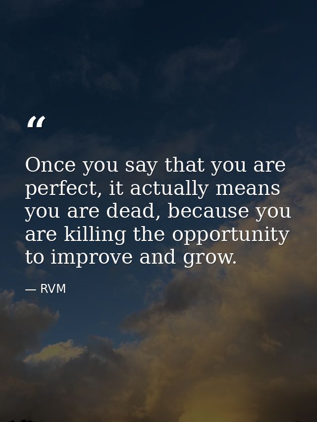 Once you say that you are perfect, it actually means you are dead, because you are killing the opportunity to improve an — RVM