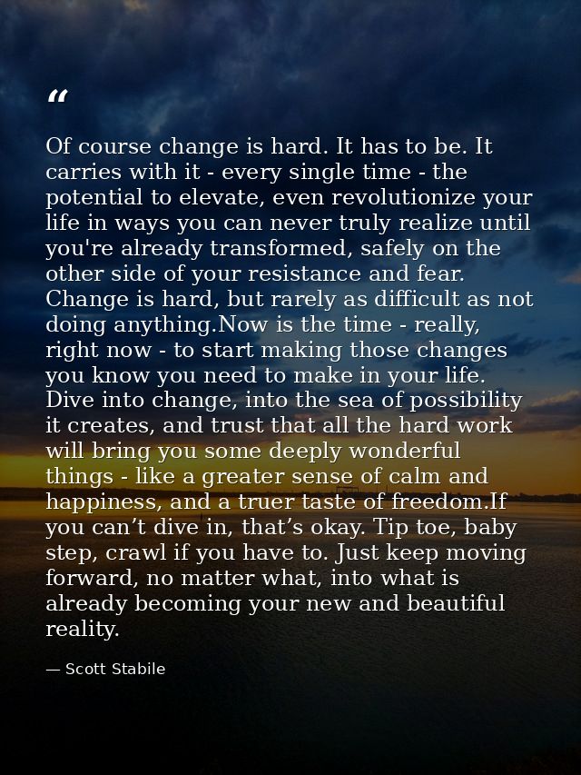 Of course change is hard. It has to be. It carries with it - every single time - the potential to elevate, even revoluti — Scott Stabile