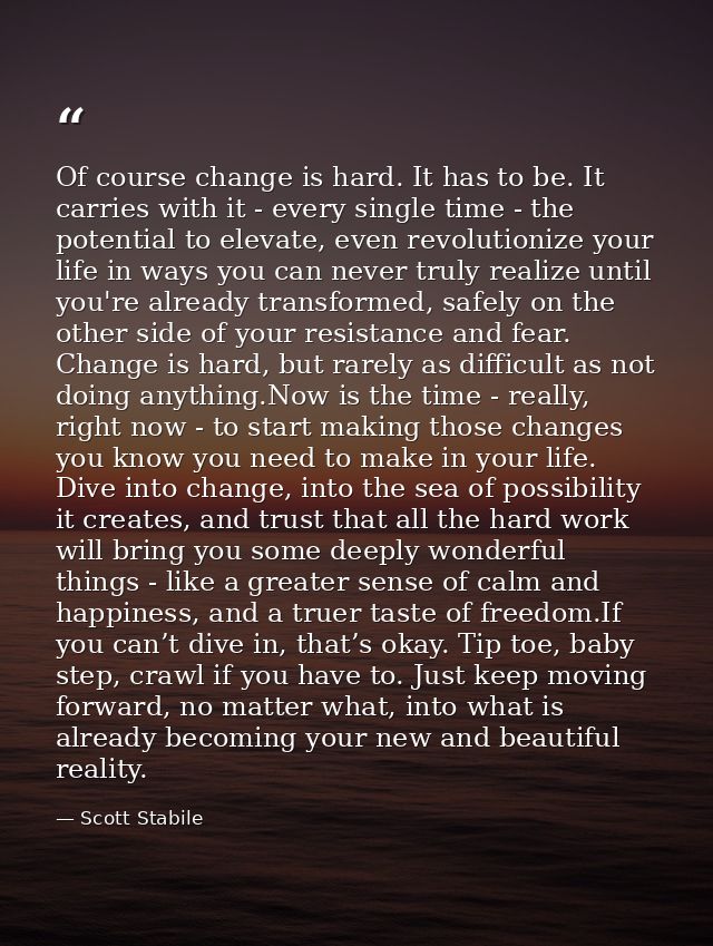 Of course change is hard. It has to be. It carries with it - every single time - the potential to elevate, even revoluti — Scott Stabile