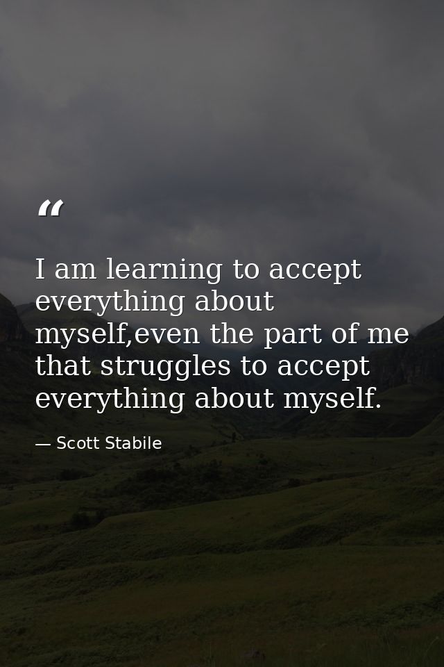 I am learning to accept everything about myself,even the part of me that struggles to accept everything about myself. — Scott Stabile