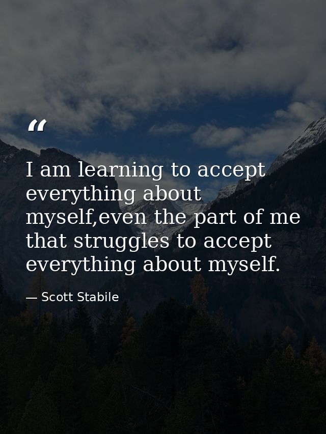 I am learning to accept everything about myself,even the part of me that struggles to accept everything about myself. — Scott Stabile