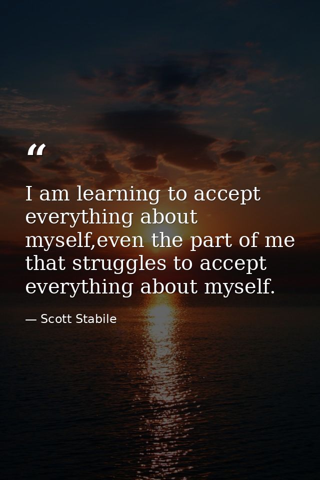 I am learning to accept everything about myself,even the part of me that struggles to accept everything about myself. — Scott Stabile