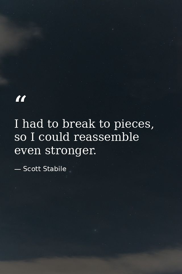 I had to break to pieces, so I could reassemble even stronger. — Scott Stabile