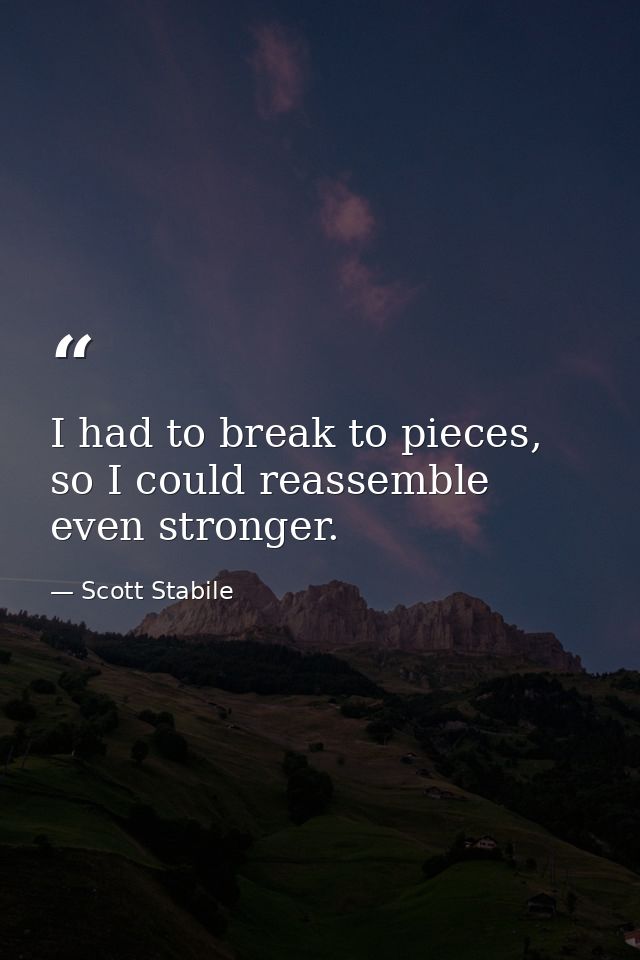 I had to break to pieces, so I could reassemble even stronger. — Scott Stabile