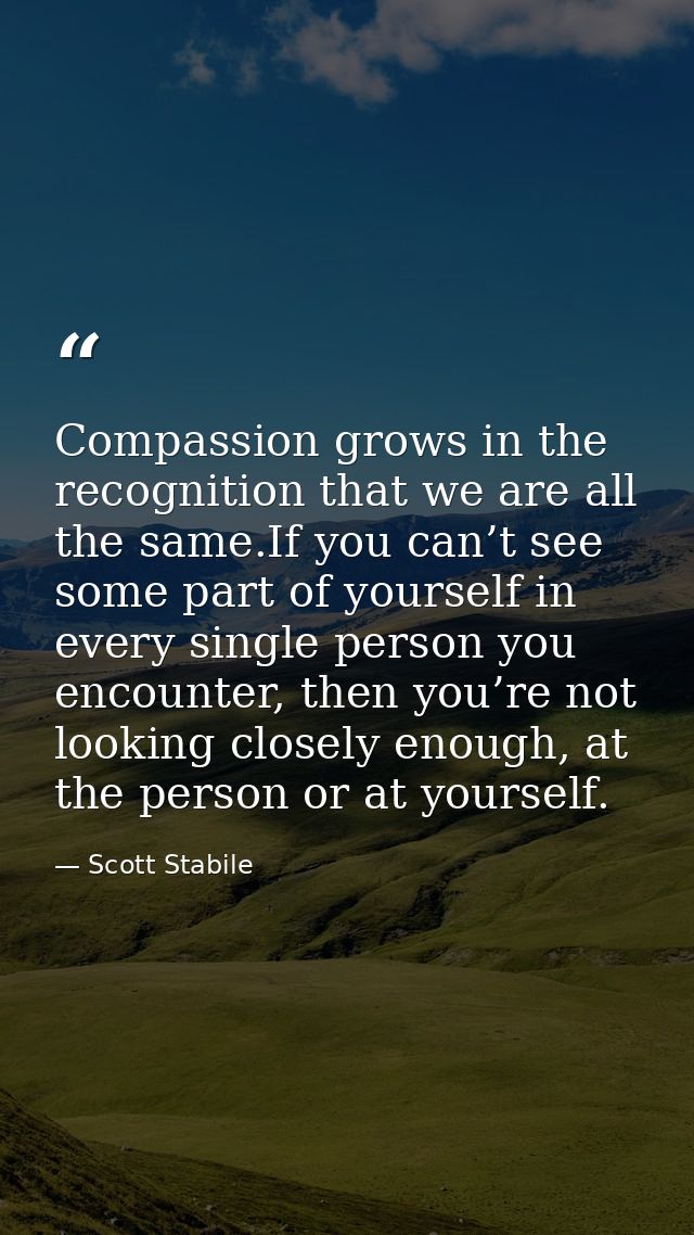 Compassion grows in the recognition that we are all the same.If you can’t see some part of yourself in every single pers — Scott Stabile