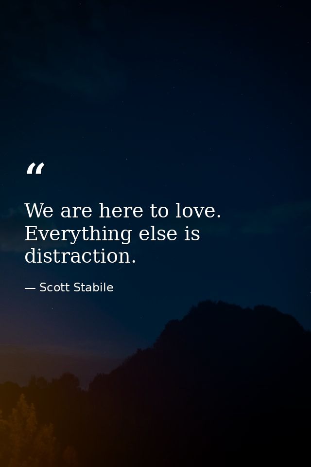 We are here to love. Everything else is distraction. — Scott Stabile