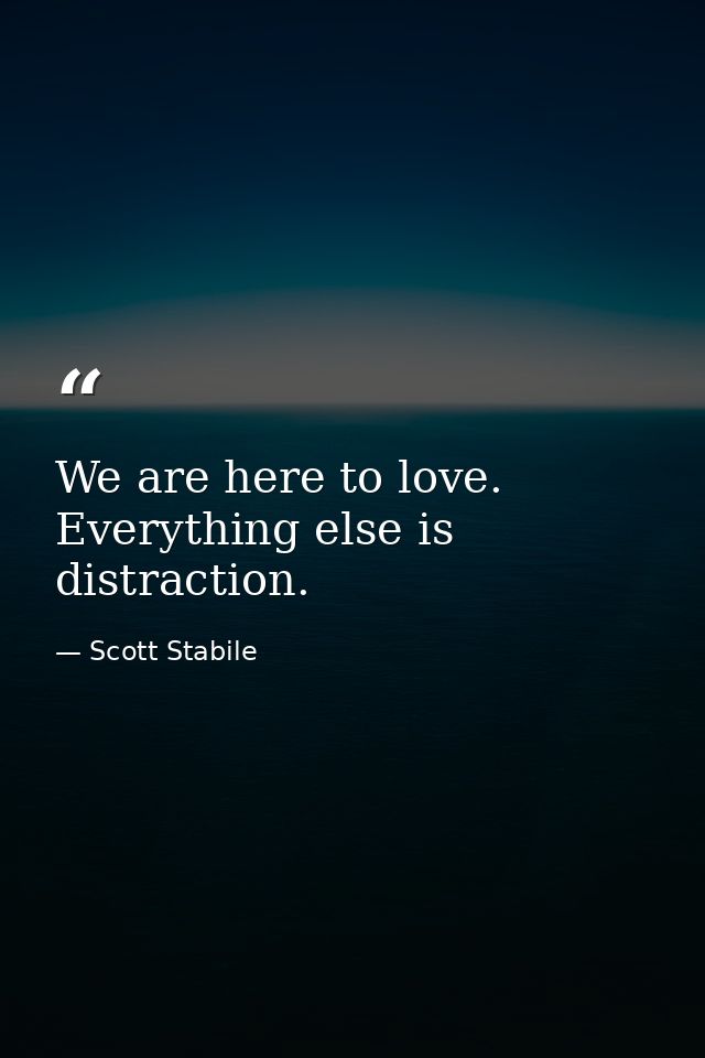 We are here to love. Everything else is distraction. — Scott Stabile