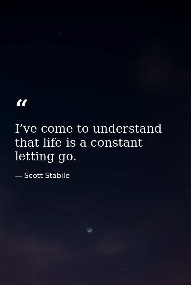 I’ve come to understand that life is a constant letting go. — Scott Stabile