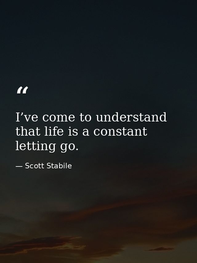 I’ve come to understand that life is a constant letting go. — Scott Stabile