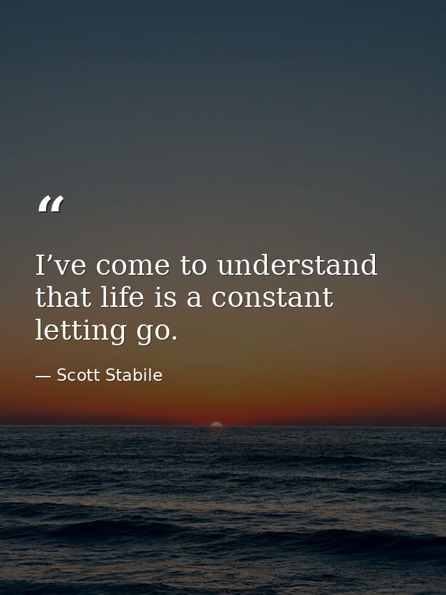 I’ve come to understand that life is a constant letting go. — Scott Stabile