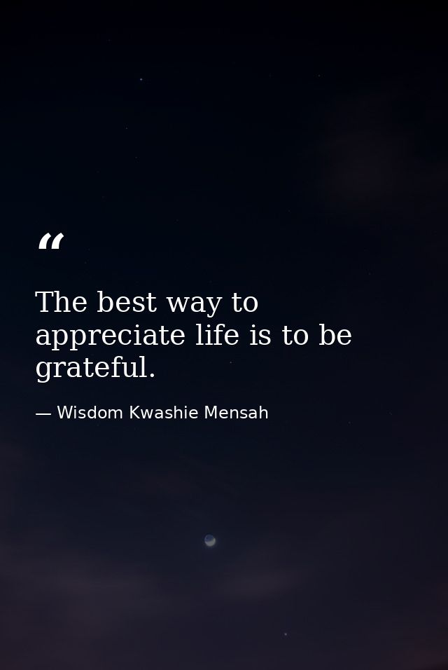 The best way to appreciate life is to be grateful. — Wisdom Kwashie Mensah