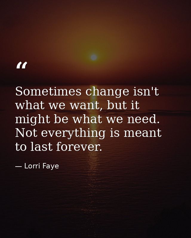 Sometimes change isn't what we want, but it might be what we need. Not everything is meant to last forever. — Lorri Faye